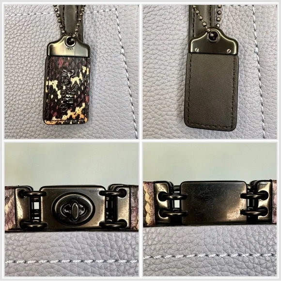 Coach 1941 Troupe Tote In Colorblock With Snakeskin Detail Pewter/Mist Multi - Picture 9 of 12